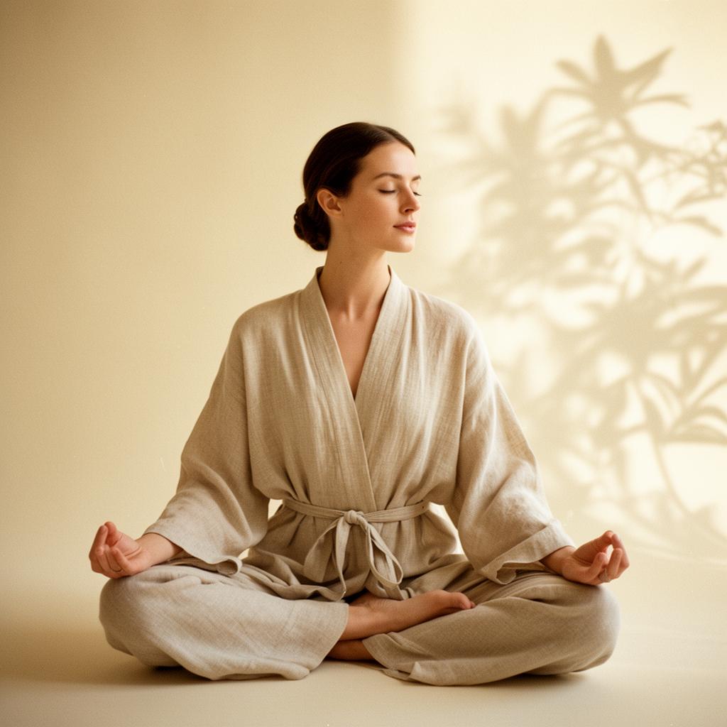 Woman seated in quiet meditation